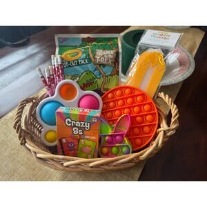 Kids Activity & Sensory Toy Basket Lot Fat Brain Toys Pop-It Crayola Hello Kitty